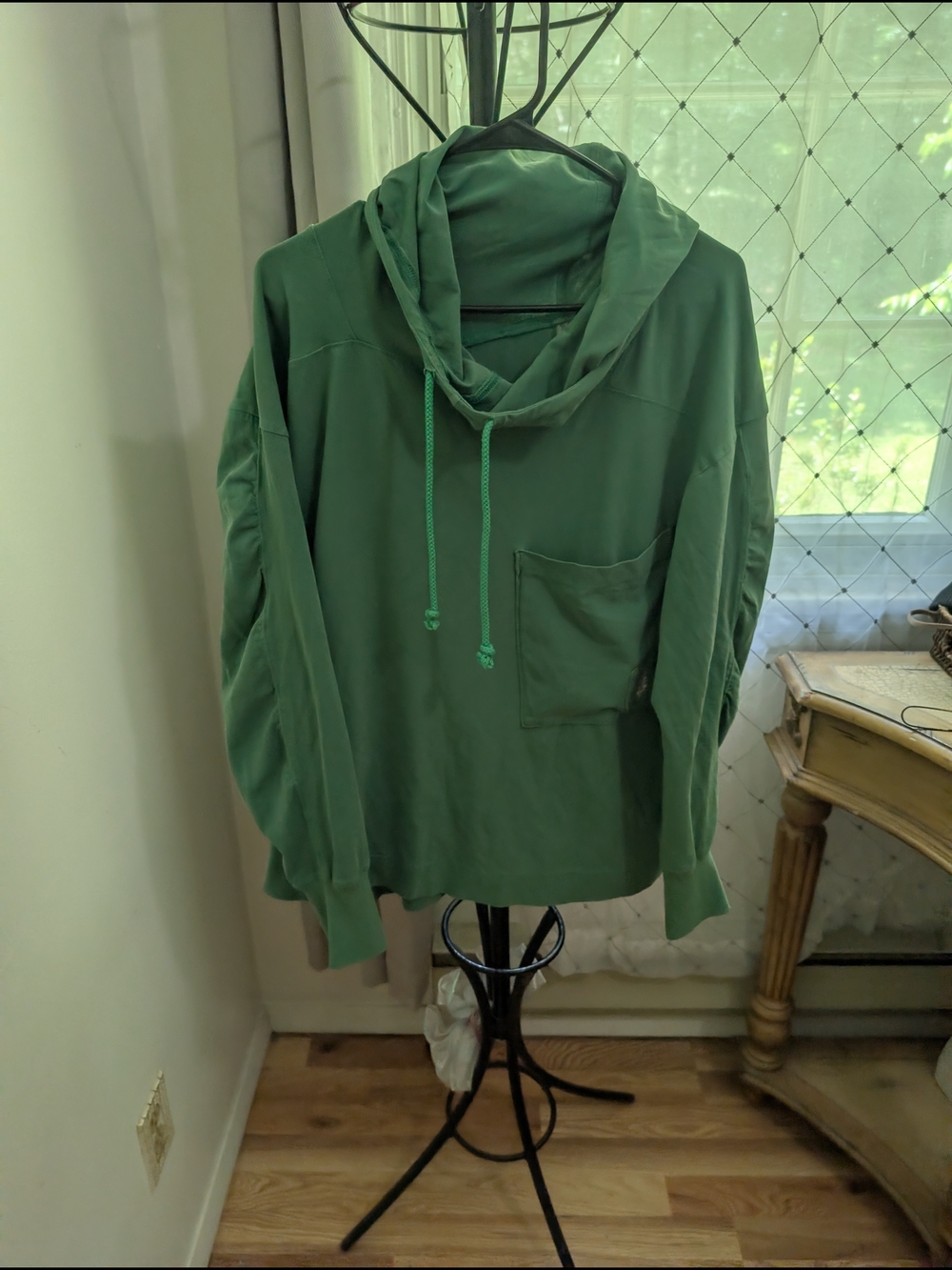 Free People Olive Green Cowl Neck Pullover Hoodie Size Large - Picture 1 of 4